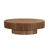 Table basse ovale/carrée, table centrale cannelée minimaliste, table d'appoint, frêne naturel/noyer/noir mat - ModernLuxe