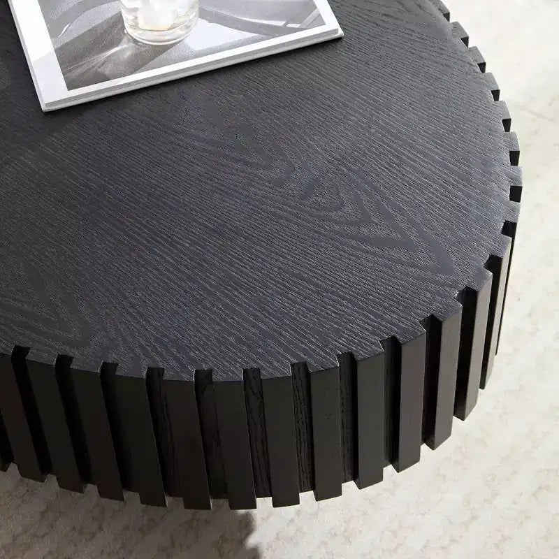 Table basse ovale/carrée, table centrale cannelée minimaliste, table d'appoint, frêne naturel/noyer/noir mat - ModernLuxe