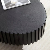 Table basse ovale/carrée, table centrale cannelée minimaliste, table d'appoint, frêne naturel/noyer/noir mat - ModernLuxe