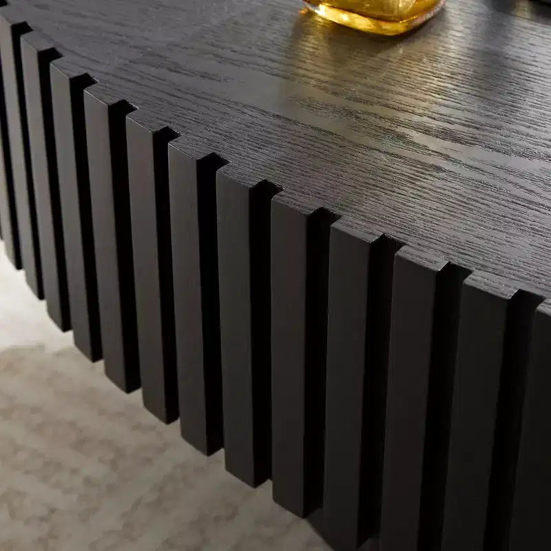 Table basse ovale/carrée, table centrale cannelée minimaliste, table d'appoint, frêne naturel/noyer/noir mat - ModernLuxe