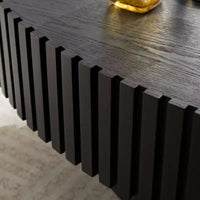 Table basse ovale/carrée, table centrale cannelée minimaliste, table d'appoint, frêne naturel/noyer/noir mat - ModernLuxe