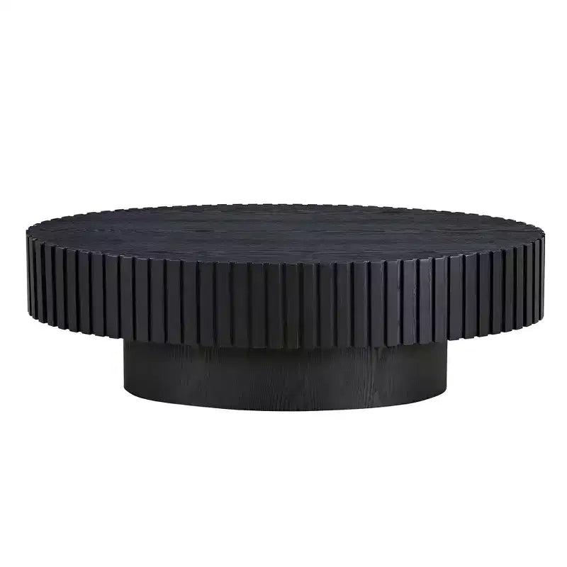 Table basse ovale/carrée, table centrale cannelée minimaliste, table d'appoint, frêne naturel/noyer/noir mat - ModernLuxe