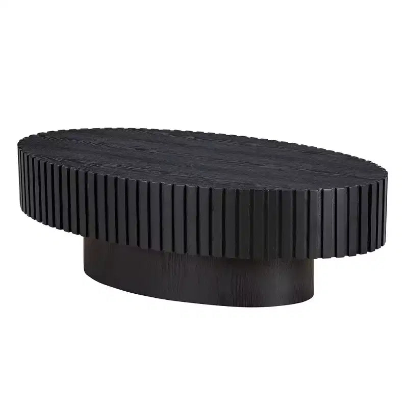 Table basse ovale/carrée, table centrale cannelée minimaliste, table d'appoint, frêne naturel/noyer/noir mat - ModernLuxe