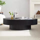 Oval/Square Coffee Table Minimalist Fluted Center Table Accent Table, Natural Ash/Walnut/Matt Black-ModernLuxe