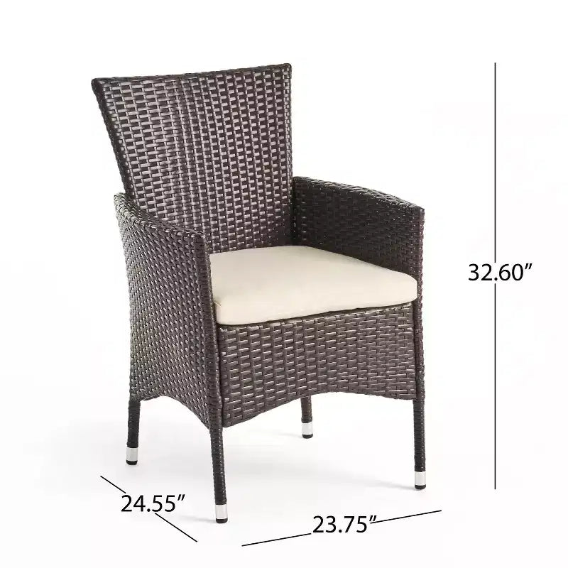 GDFStudio Brantly Ensemble bistro d'extérieur 3 pièces en bois d'acacia et résine tressée avec coussins