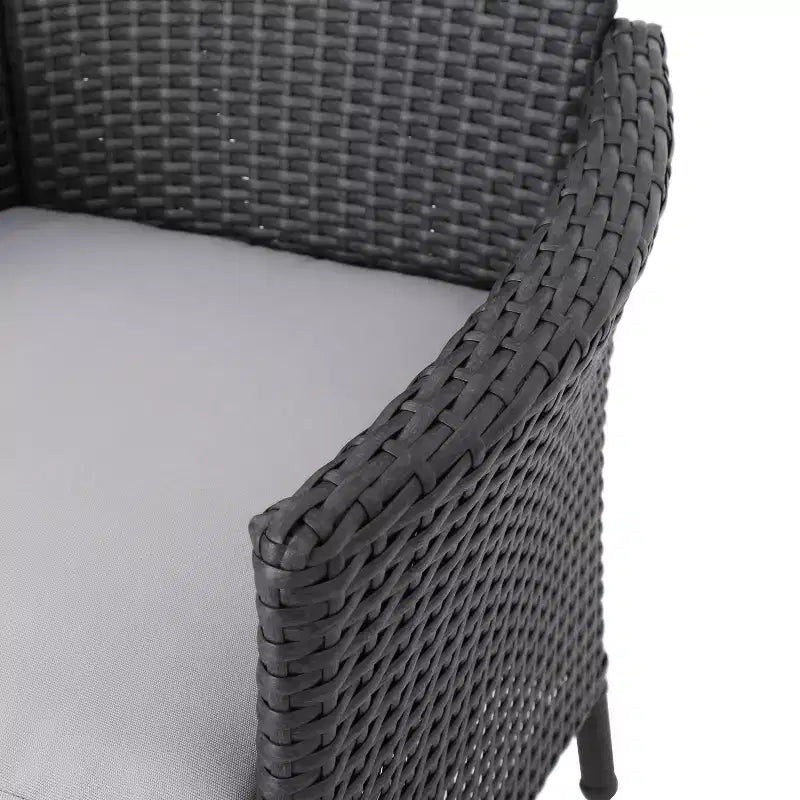 GDFStudio Brantly Ensemble bistro d'extérieur 3 pièces en bois d'acacia et résine tressée avec coussins