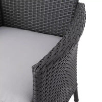 GDFStudio Brantly Ensemble bistro d'extérieur 3 pièces en bois d'acacia et résine tressée avec coussins