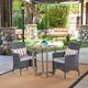 GDFStudio Brantly Outdoor Acacia Wood and Wicker 3 Piece Bistro Set with Cushions