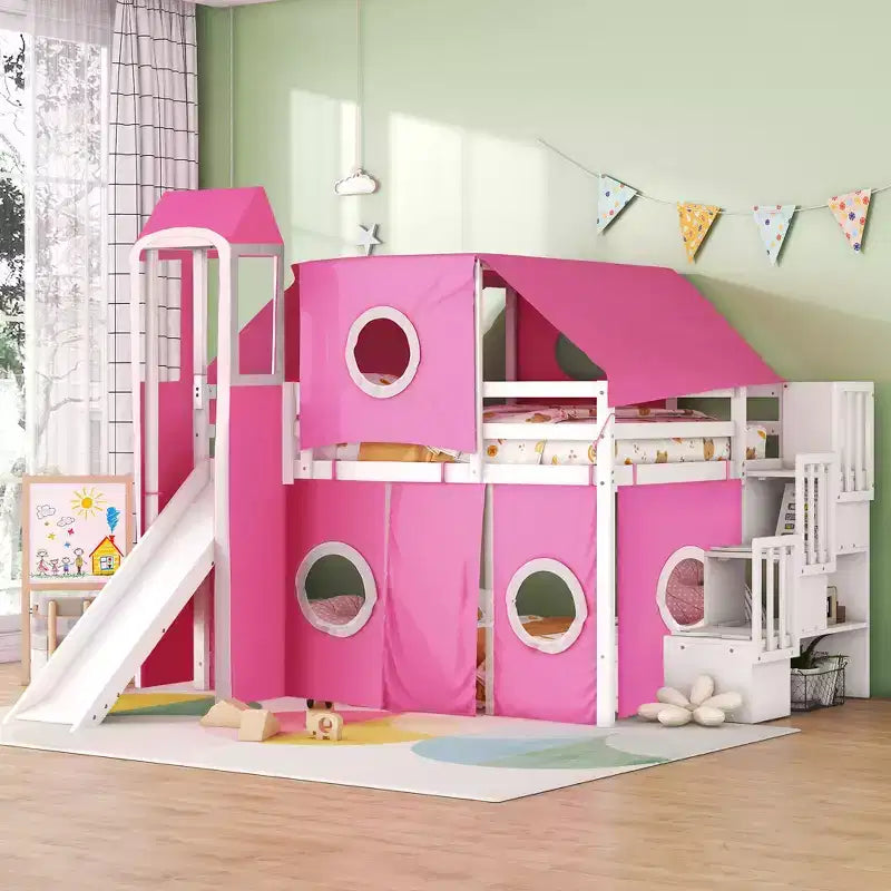Lit mezzanine taille Twin Whisen avec tente et tour