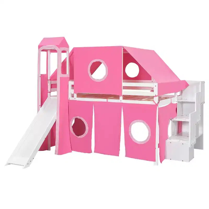 Lit mezzanine taille Twin Whisen avec tente et tour