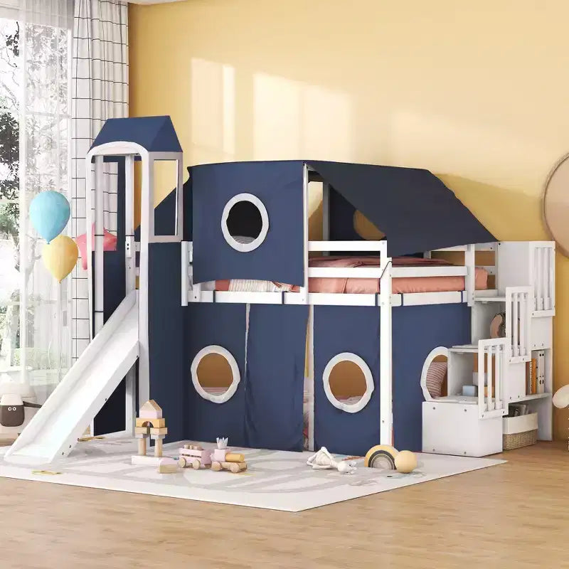Lit mezzanine taille Twin Whisen avec tente et tour
