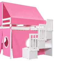 Lit mezzanine taille Twin Whisen avec tente et tour
