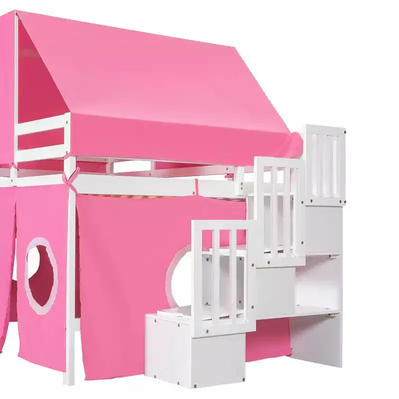 Lit mezzanine taille Twin Whisen avec tente et tour