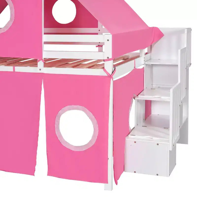 Lit mezzanine taille Twin Whisen avec tente et tour