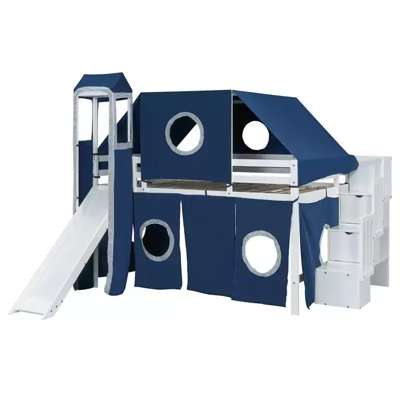 Lit mezzanine taille Twin Whisen avec tente et tour