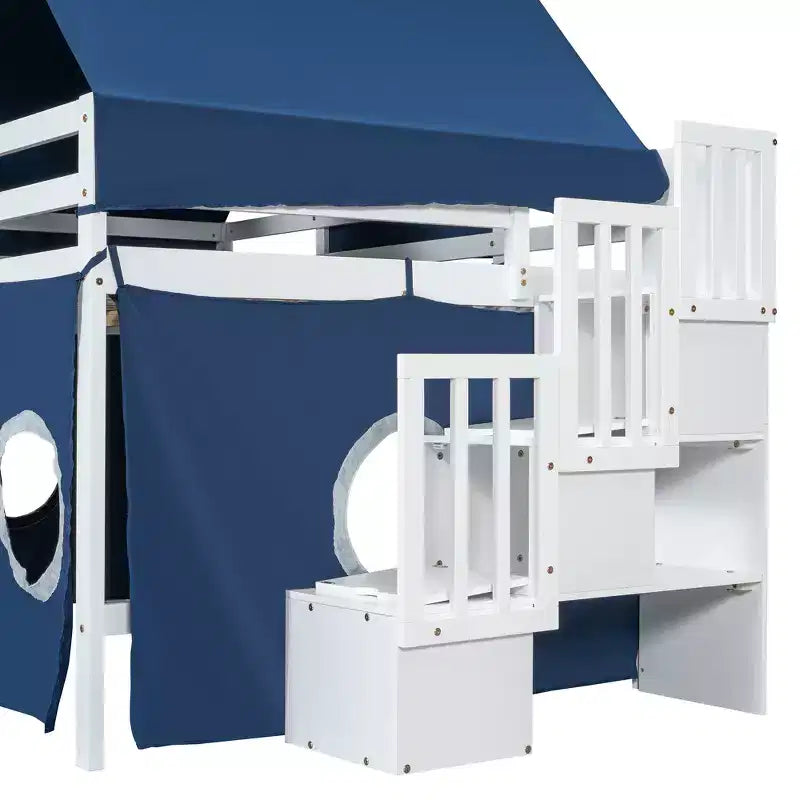 Lit mezzanine taille Twin Whisen avec tente et tour