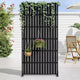 Jardinière rectangulaire en métal noir avec treillis et paravent 72 H35W Dovelina pour terrasse de café, jardin et balcons