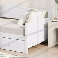 Lit de repos Costway simple avec lit gigogne, lit-canapé en bois massif avec lattes de soutien, lit d'appoint blanc/gris