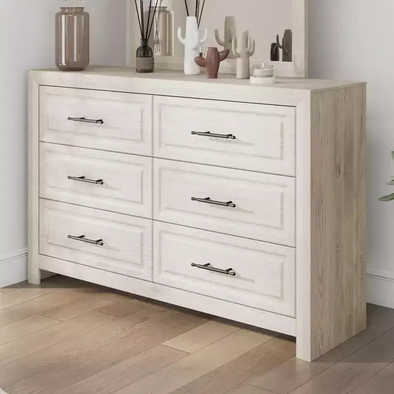 Commode à 6 tiroirs, commode haute en bois de 96,5 cm, organisateur de rangement rustique avec poignée vintage pour chambre à coucher, placard, couloir
