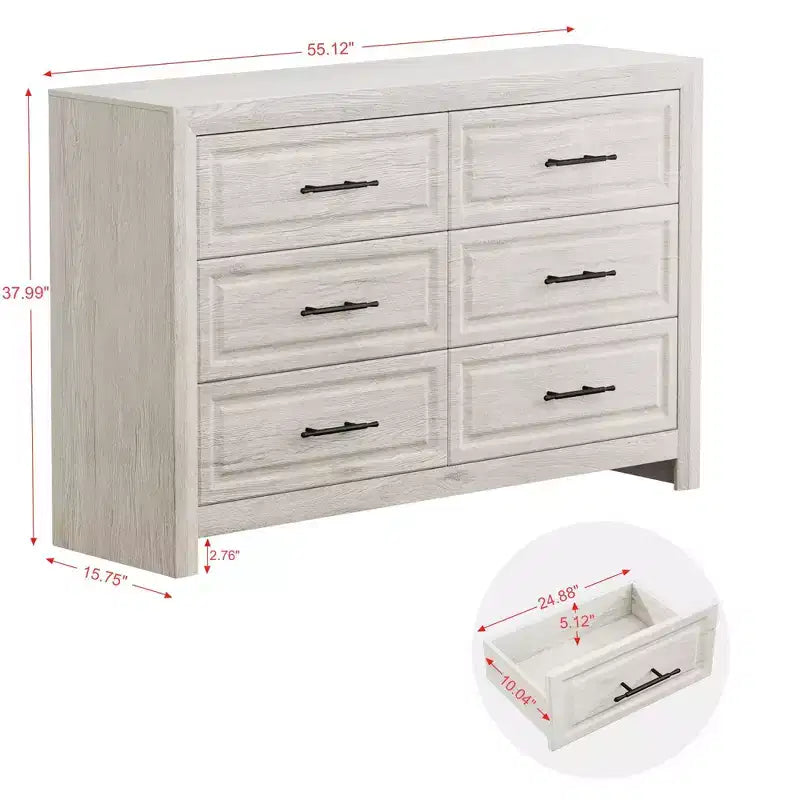 Commode à 6 tiroirs, commode haute en bois de 96,5 cm, organisateur de rangement rustique avec poignée vintage pour chambre à coucher, placard, couloir