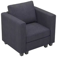 Belffin Canapé Modulable en Velours Côtelé, Élément Central, Canapé Sectionnel Moderne Convertible, Gris Foncé