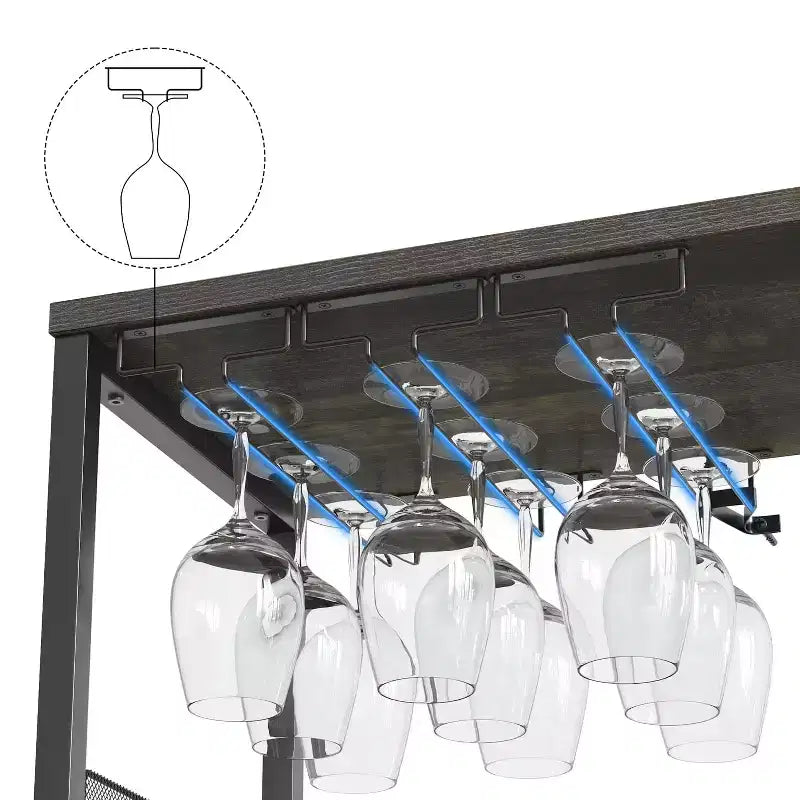 Cave à vin Whizmax avec grand espace de rangement et casier amovible, petit buffet enfilade avec porte grillagée