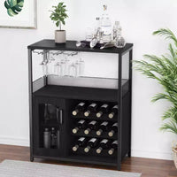 Cave à vin Whizmax avec grand espace de rangement et casier amovible, petit buffet enfilade avec porte grillagée