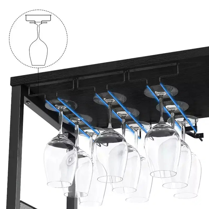Cave à vin Whizmax avec grand espace de rangement et casier amovible, petit buffet enfilade avec porte grillagée