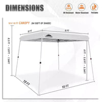 EAGLE PEAK Tente auvent pliante à pieds inclines 10x10 pi, base 10x10, dessus 8x8