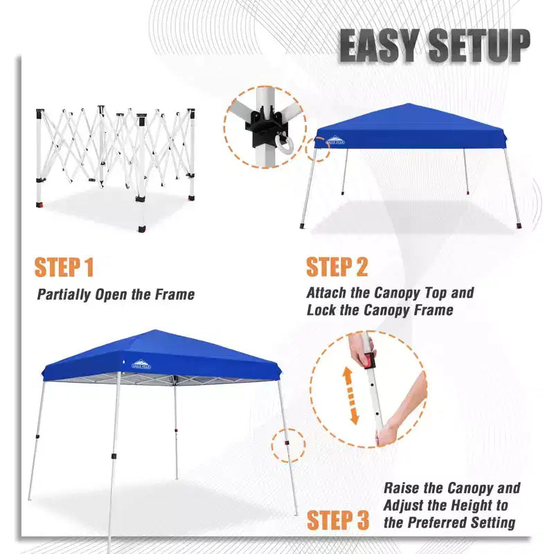 EAGLE PEAK Tente auvent pliante à pieds inclines 10x10 pi, base 10x10, dessus 8x8
