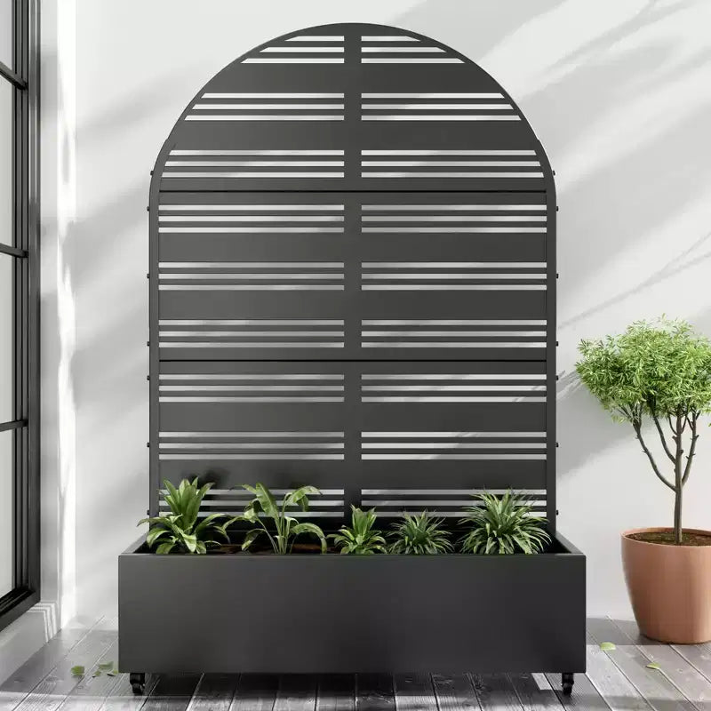 Jardinière murale arquée PexFix en métal noir de 183 cm (H) x 119 cm (l) avec treillis pour plantes grimpantes
