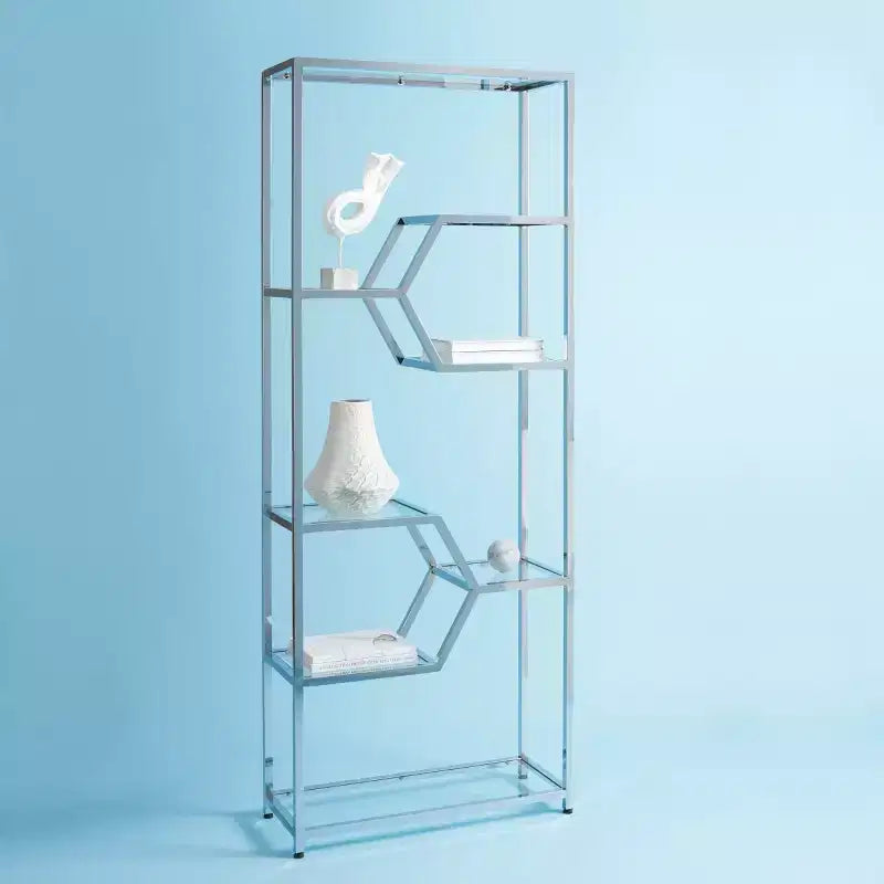 Bibliothèque chromée Benoit - SFV1101 - Chrome - Safavieh Couture