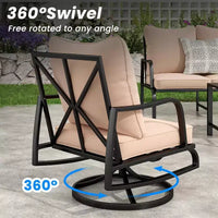Ensemble de mobilier de patio compact 2 pièces - Chaises pivotantes et à bascule d'extérieur avec 4 coussins épais, ensemble bistro élégant en métal