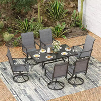 Table à manger extérieure rectangulaire durable 60x35'' avec trou pour parasol 1,57'' - mobilier métallique résistant aux intempéries pour patio, jardin, cour et bord de piscine