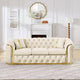 Canapé Chesterfield luxueux en velours de 229 cm avec capitonnage, accents dorés et 2 coussins - Velours italien haut de gamme 280g pour salons élégants