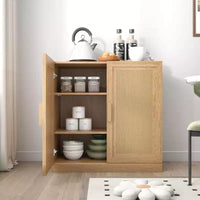 1 meuble de rangement en grain de bois noir (porte en osier), meuble de rangement décoratif