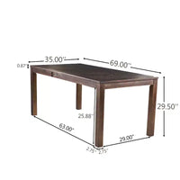 GDFStudio Ebany Table de salle à manger d'extérieur 69 en bois d'acacia avec design à lattes, marron foncé