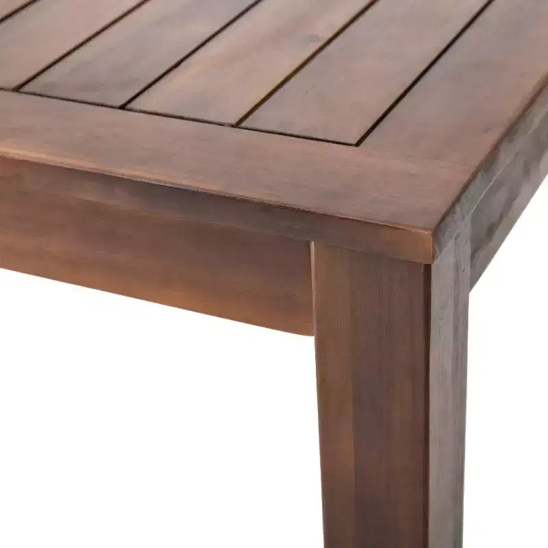 GDFStudio Ebany Table de salle à manger d'extérieur 69 en bois d'acacia avec design à lattes, marron foncé