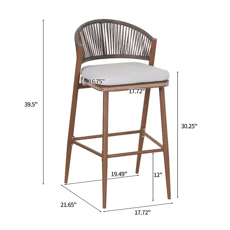 Christopher Knight Home Youssef Tabourets de bar extérieurs en aluminium et rotin 30 avec dossier festonné (lot de 2)