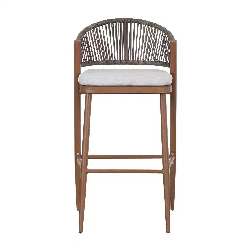 Christopher Knight Home Youssef Tabourets de bar extérieurs en aluminium et rotin 30 avec dossier festonné (lot de 2)