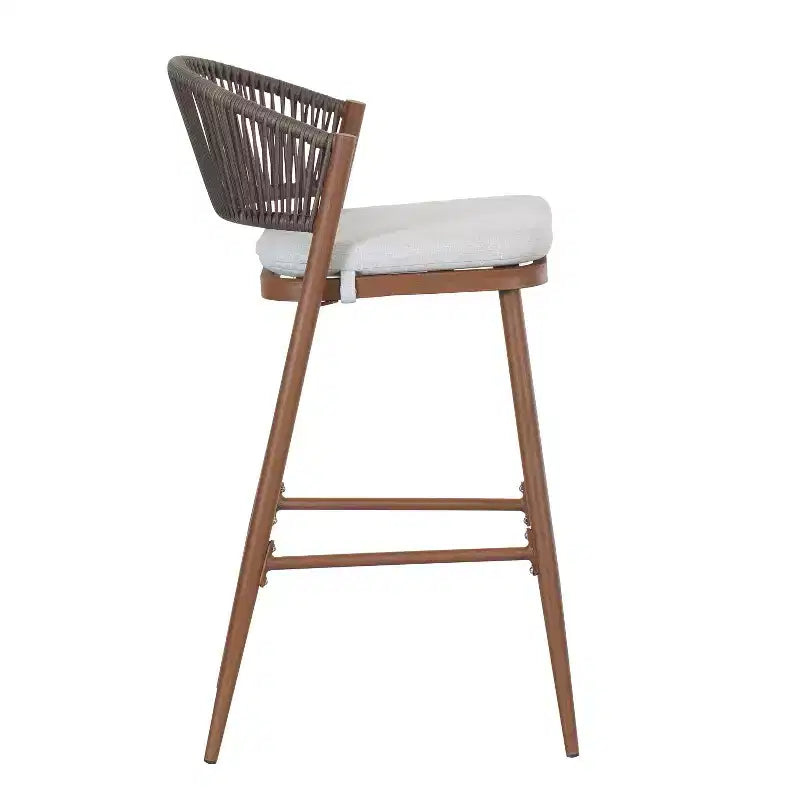 Christopher Knight Home Youssef Tabourets de bar extérieurs en aluminium et rotin 30 avec dossier festonné (lot de 2)