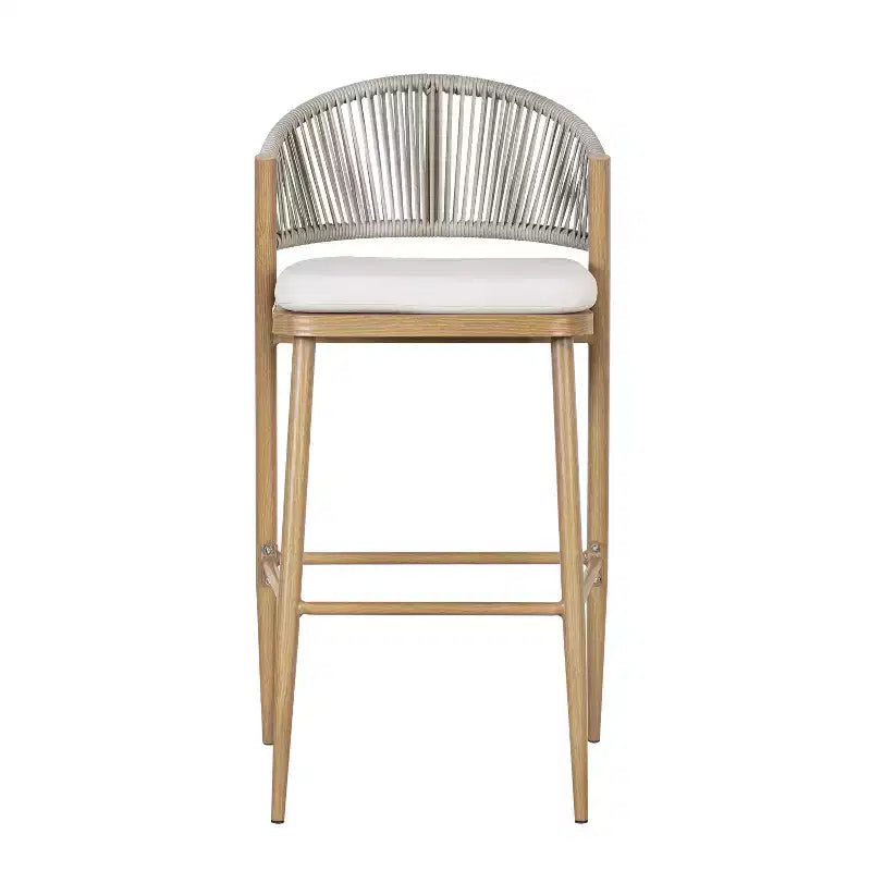 Christopher Knight Home Youssef Tabourets de bar extérieurs en aluminium et rotin 30 avec dossier festonné (lot de 2)