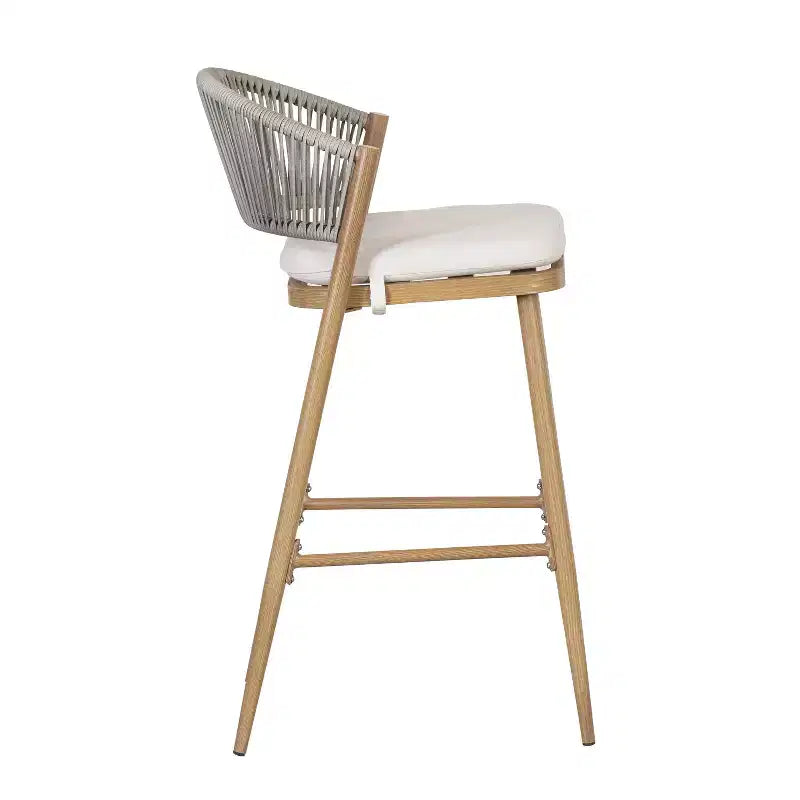 Christopher Knight Home Youssef Tabourets de bar extérieurs en aluminium et rotin 30 avec dossier festonné (lot de 2)