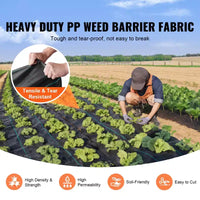 VEVOR Toile géotextile anti-mauvaises herbes, tissu de jardin robuste 3*300 pi, tissu de contrôle des mauvaises herbes en PP tissé, tissu pour allée, géotextile, noir