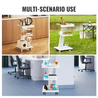 Chariot de laboratoire VEVOR, chariot de laboratoire roulant avec prise intégrée, chariot mobile métallique à 3 niveaux, chariot de clinique roulant, capacité de charge de 100 kg