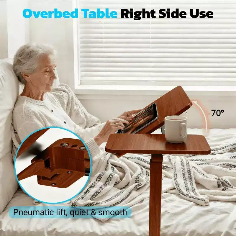 JIONJOY table de lit réglable - bureau inclinable à ressort à gaz 29.5-43.3 avec roulettes 360, cadre en acier pour maison/bureau/hôpital