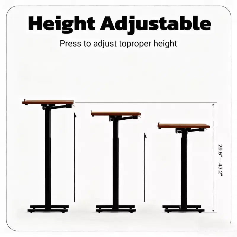 JIONJOY table de lit réglable - bureau inclinable à ressort à gaz 29.5-43.3 avec roulettes 360, cadre en acier pour maison/bureau/hôpital