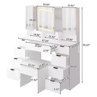 Karl Home | Grande coiffeuse avec 3 miroirs ouvrants et lumières LED