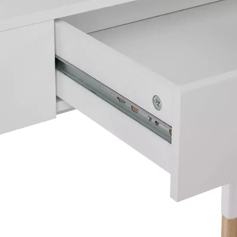 eHemco table console sofa Euro avec tiroir et pieds en bambou pour couloir et salon, blanc et chêne foncé
