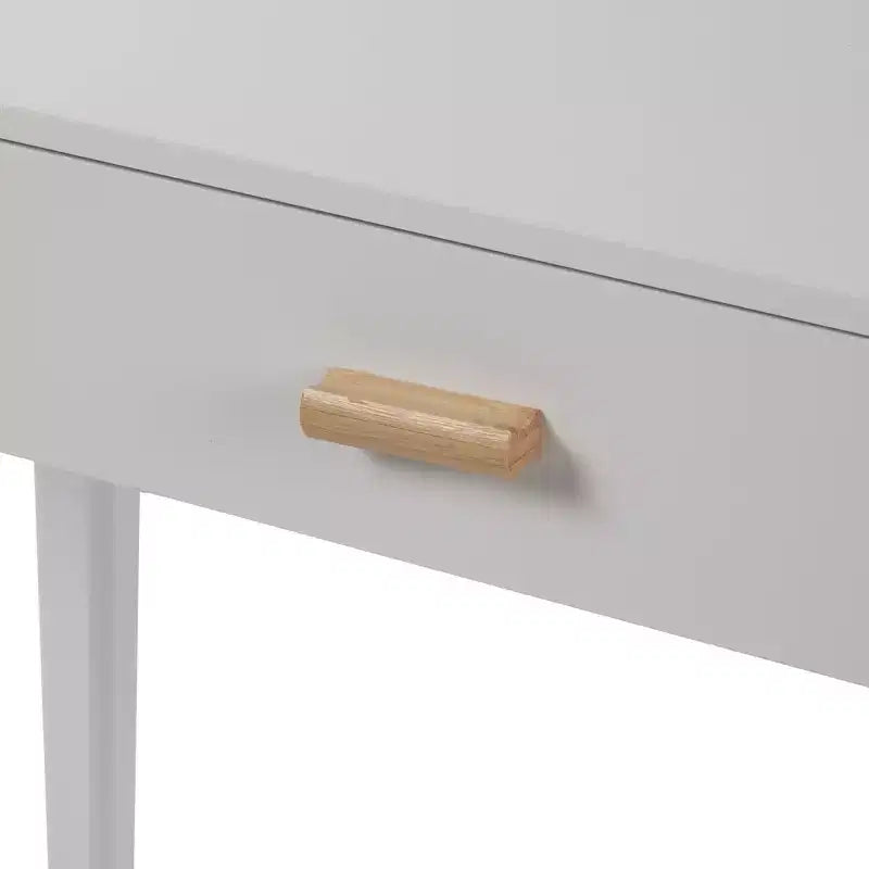 eHemco table console sofa Euro avec tiroir et pieds en bambou pour couloir et salon, blanc et chêne foncé